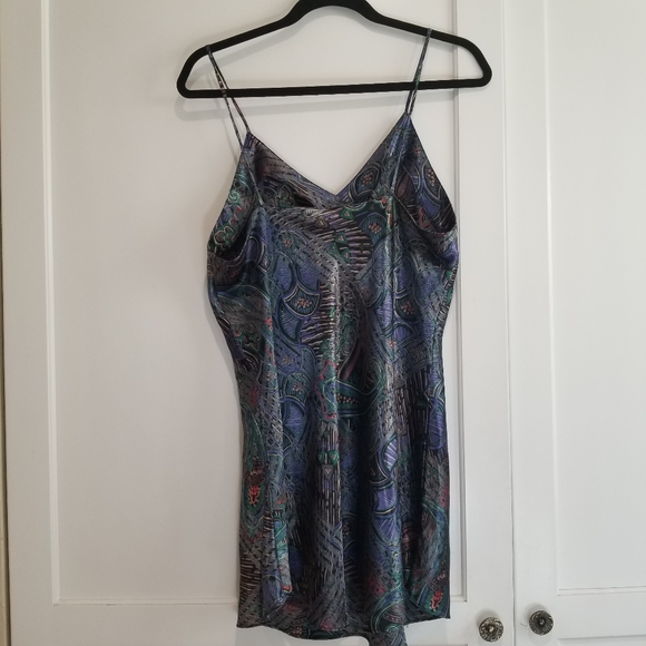 Vintage Paisley spaghetti strap night gown or Y2K style top - Picture 2 of 7